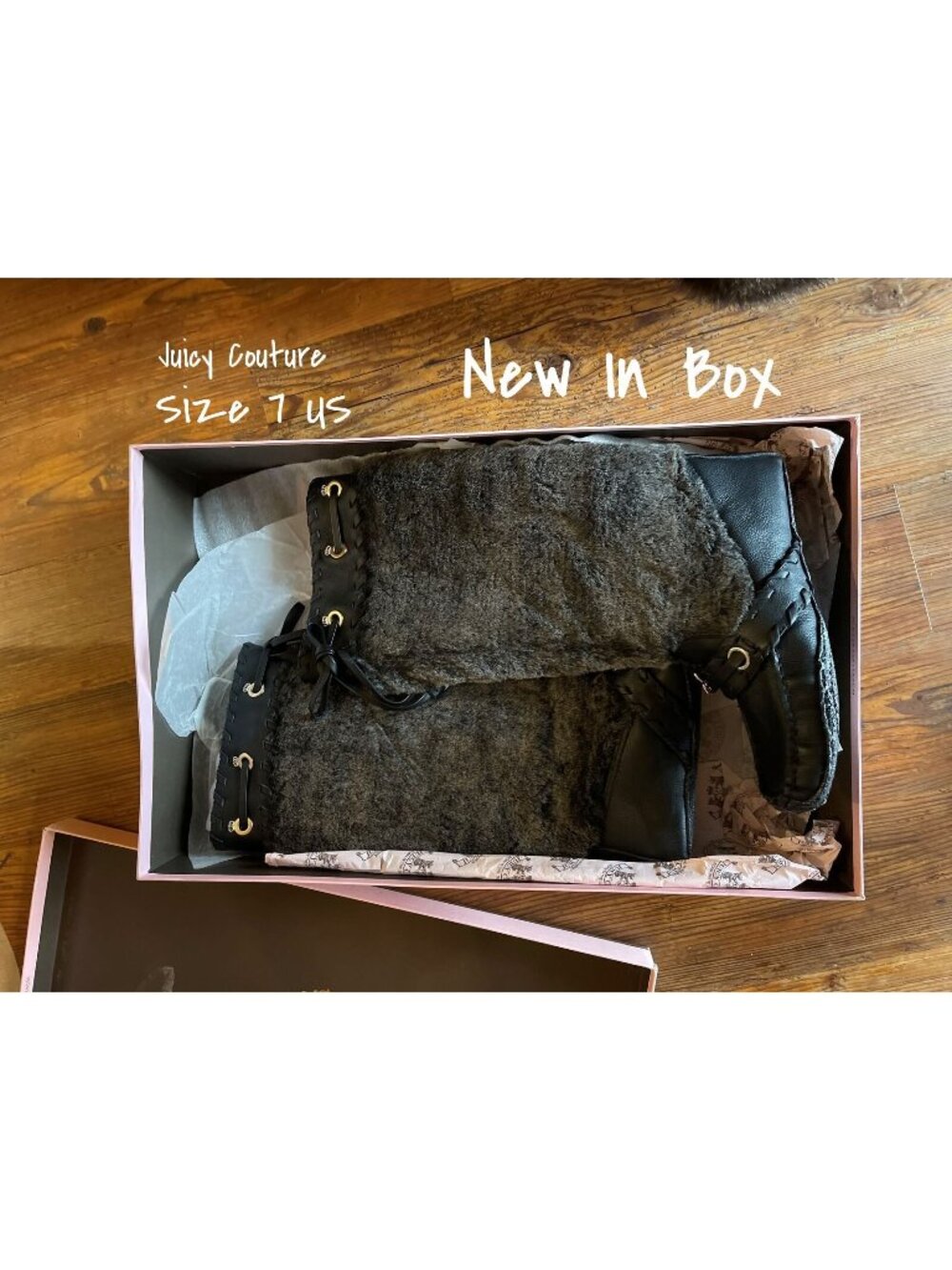 Juicy Couture Mukluk Faux Fur Moccasin Boots Y2K Vintage Size 7 US,New In Box